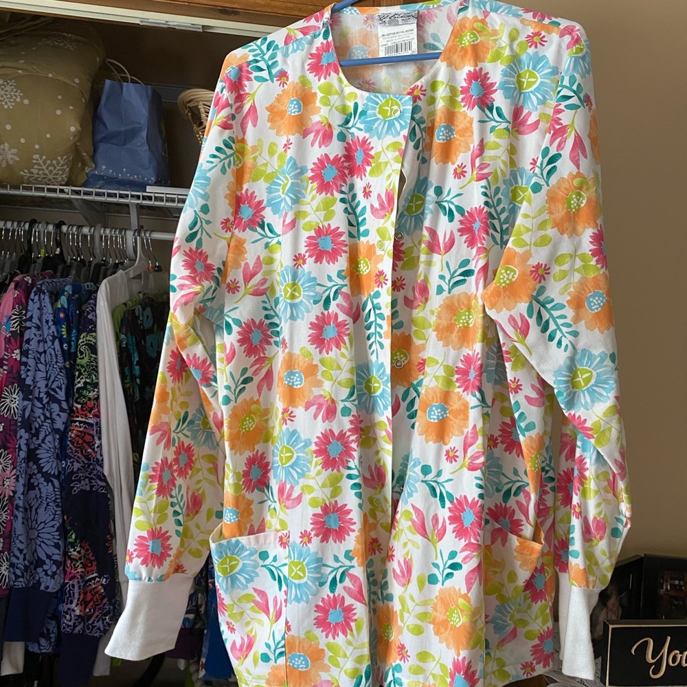 Bright floral scrub jacket